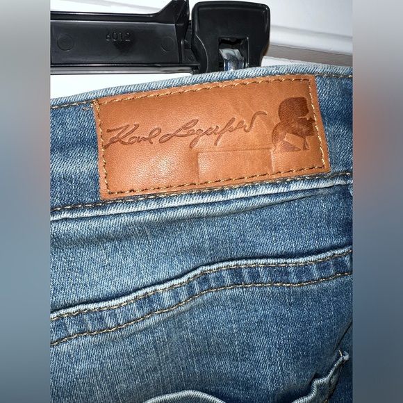 $100 Karl Lagerfeld Paris The Karl Blue Logo Tape Skinny Jeans Size 8 - Picture 10 of 16